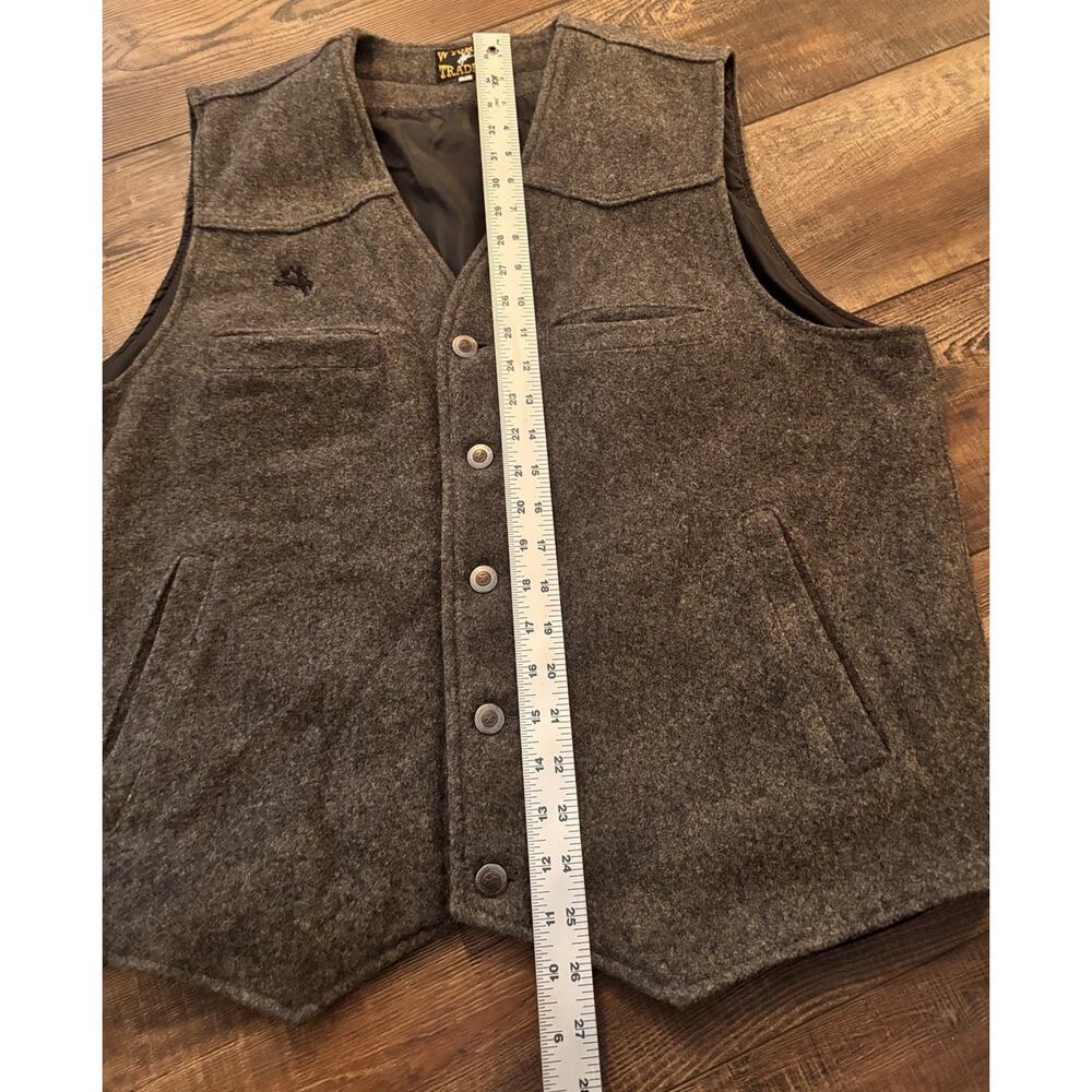 Wyoming Traders Mens Vest 100% Virgin Wool Size L Western Cowboy Rodeo Gray - Picture 9 of 10